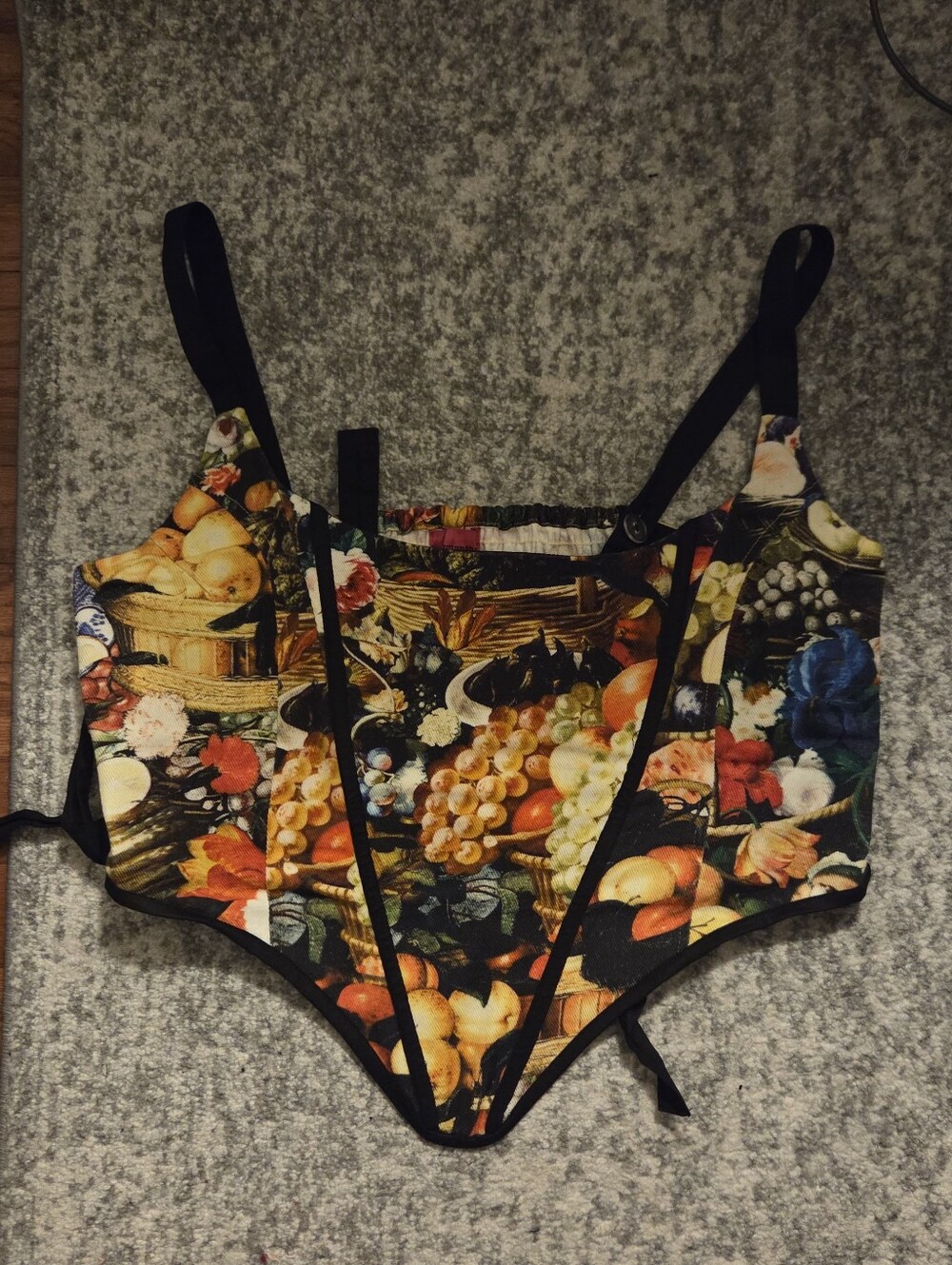 Samantha Pleet Muse Cotton Corset in Whimsical Harvest Print EUC - Picture 2 of 5
